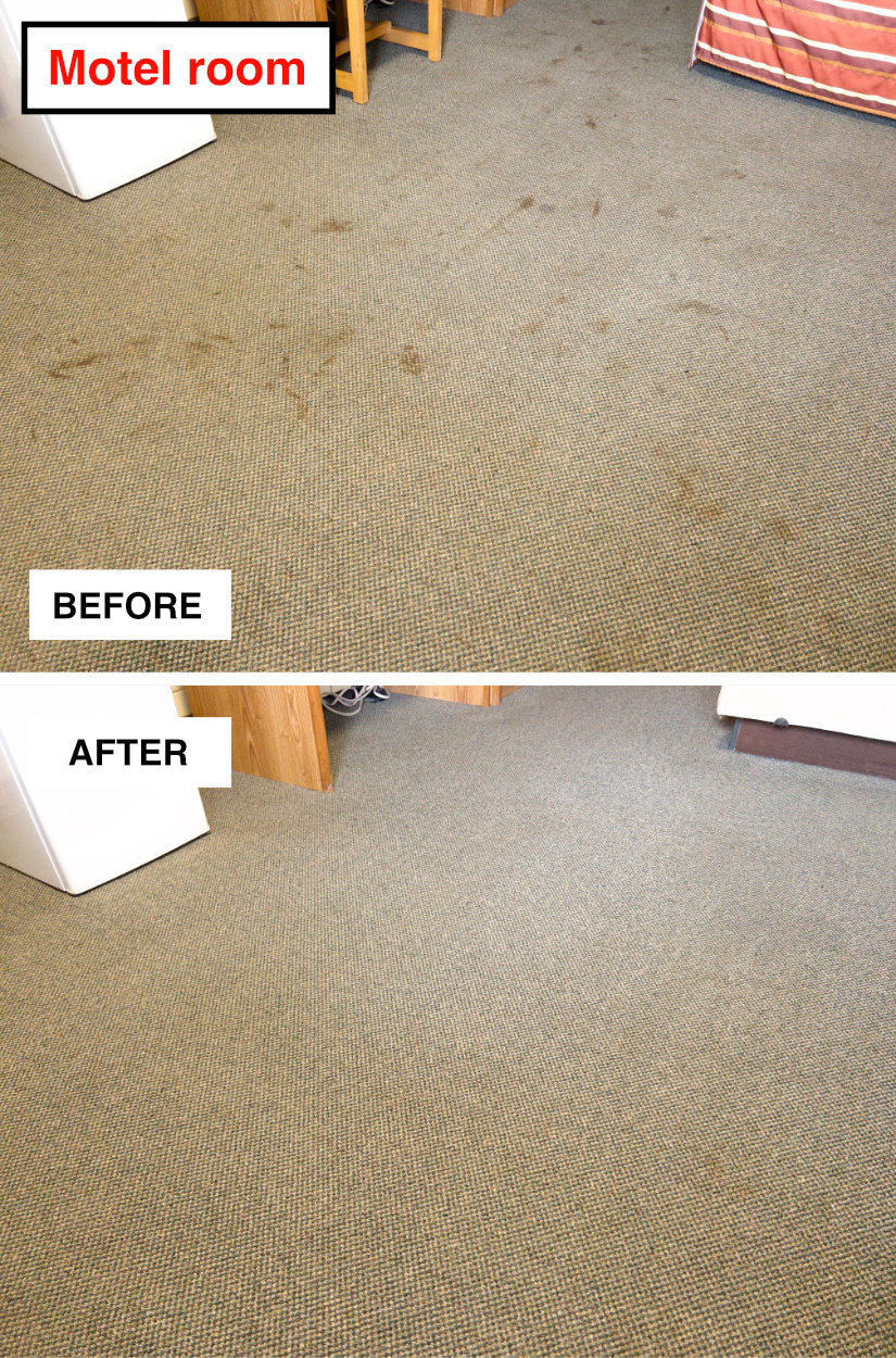 Motel room carpet - before and after