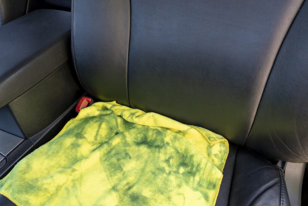 Cleaned leather seat in SUV