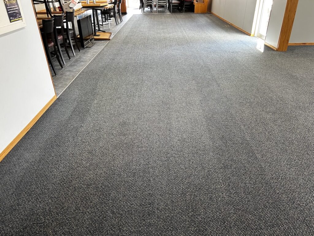 Cleaned carpet in a golf course clubhouse